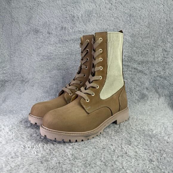 Bueno Stella Combat Boots Tan Suede Lace Up Booties Women's Size 10 - Picture 4 of 10